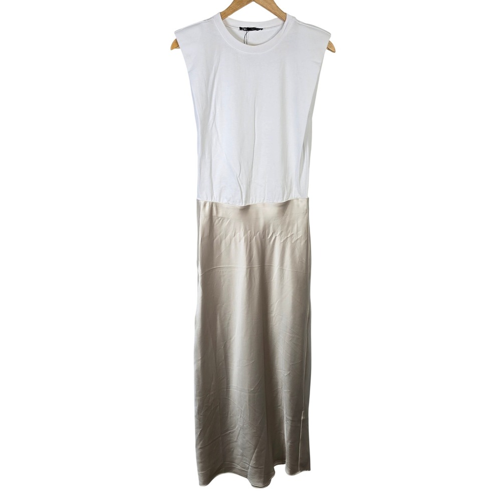 Zara White and Beige Maxi Dress